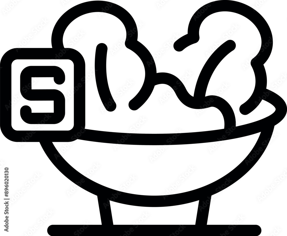 Simple design of salad in a bowl with letter s, representing the letter s for alphabet Simple design of salad in a bowl with letter s, representing the letter s for alphabet