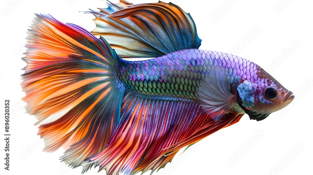 Fototapeta premium Captivating Exotic Betta Fish with Iridescent Fins in Vibrant Hues