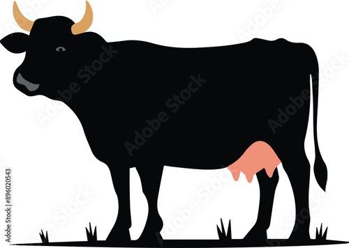 cow illustration on white background, icon, logo