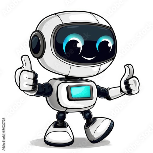 Cute Friendly Robot Giving Thumbs Up