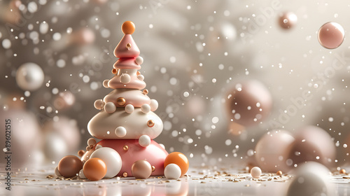 Snowman Beside Decorated Christmas Tree in Winter Wonderland
