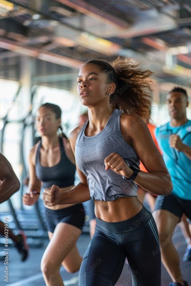 Diverse Group of Athletes Training in an Open Gym with High Energy for Fitness and Motivation Diverse Group of Athletes Training in an Open Gym with High Energy for Fitness and Motivation