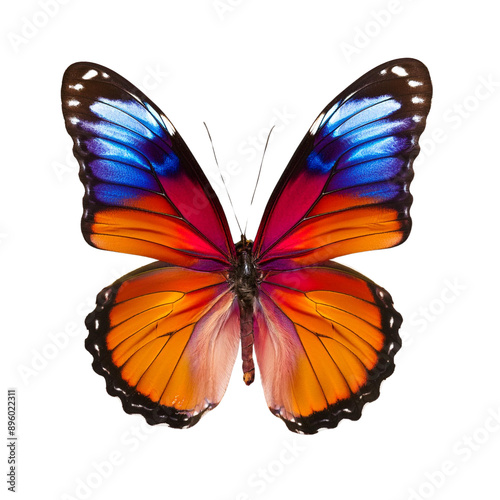 Vibrant Butterfly with Orange, Blue, and Black Wings | Isolated Transparent Background PNG 