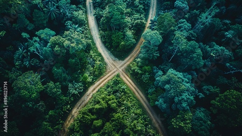Splitting Path, A road splitting into two, symbolizing divergent business strategies and decisions