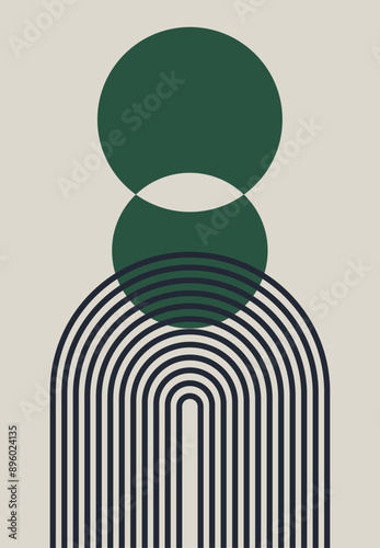 Vector wall art poster with geometric shapes. Boho wall art design.