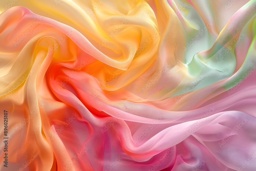 Obraz premium Ethereal Flow of Colorful Silk Fabric in Soft Pastel Hues