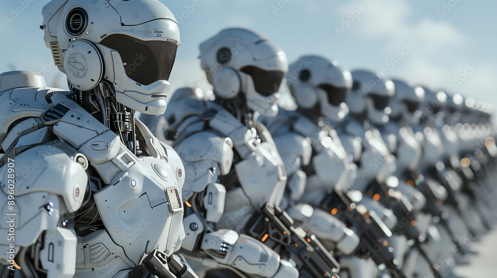 Fototapeta premium Robots soldado en formación