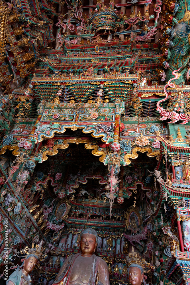 Obraz premium Shanxi Linfen Xiaoxitian, China Tourist Attractions, Ancient Architecture Religious Temples