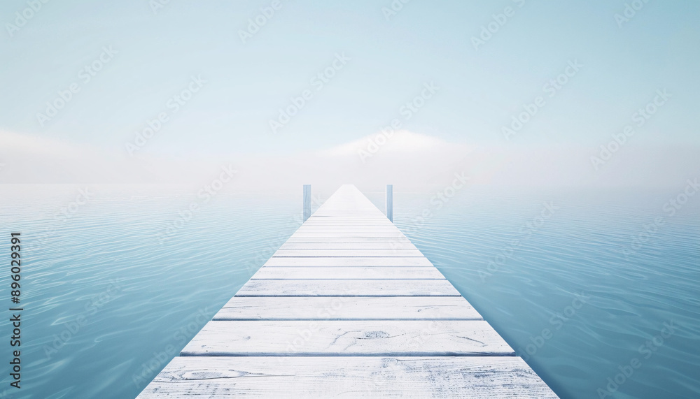 Fototapeta premium 3D Illustration of a Pathway Leading to a Pier as a Route to Business Success Goals Business success way to goals