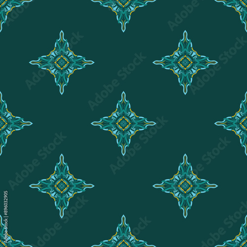 Vintage geometric seamless floral pattern, batik, geometric, tribal fabric, printed fabric, vector