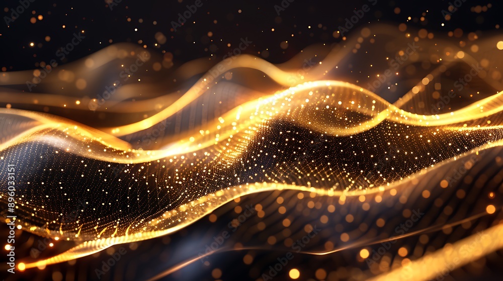 Abstract gold light threads background Abstract gold light threads background