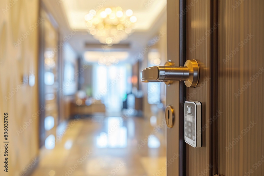 Smart Digital Door Lock on Modern Home Interior with Contemporary Decor and Natural Lighting for Advanced Home Security and Automation Solutions Smart Digital Door Lock on Modern Home Interior with Contemporary Decor and Natural Lighting for Advanced Home Security and Automation Solutions