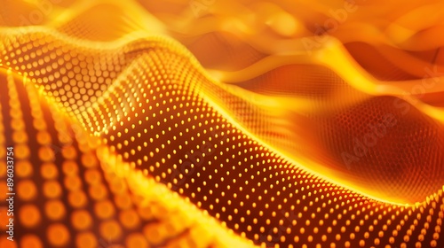 Abstract halftone background of small dots and wavy lines in orange colors