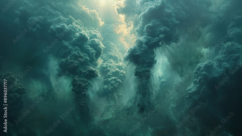 Obraz premium Abstract Teal Smoke Background.