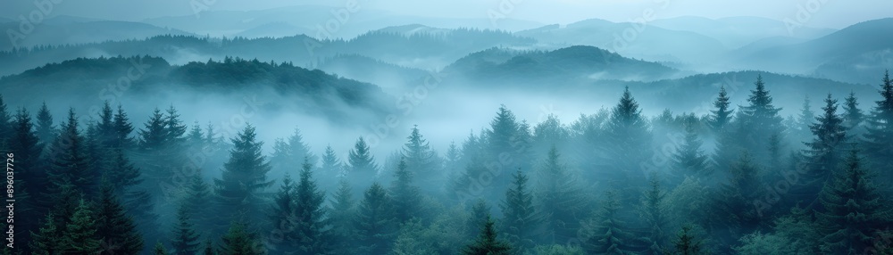 Fototapeta premium Misty Mountain Forest.