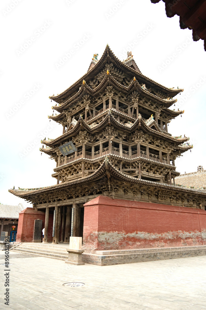 Shanxi Yuncheng Feiyun Tower, Chinese Tourist Attraction, All-Wood Pavilion Shanxi Yuncheng Feiyun Tower, Chinese Tourist Attraction, All-Wood Pavilion
