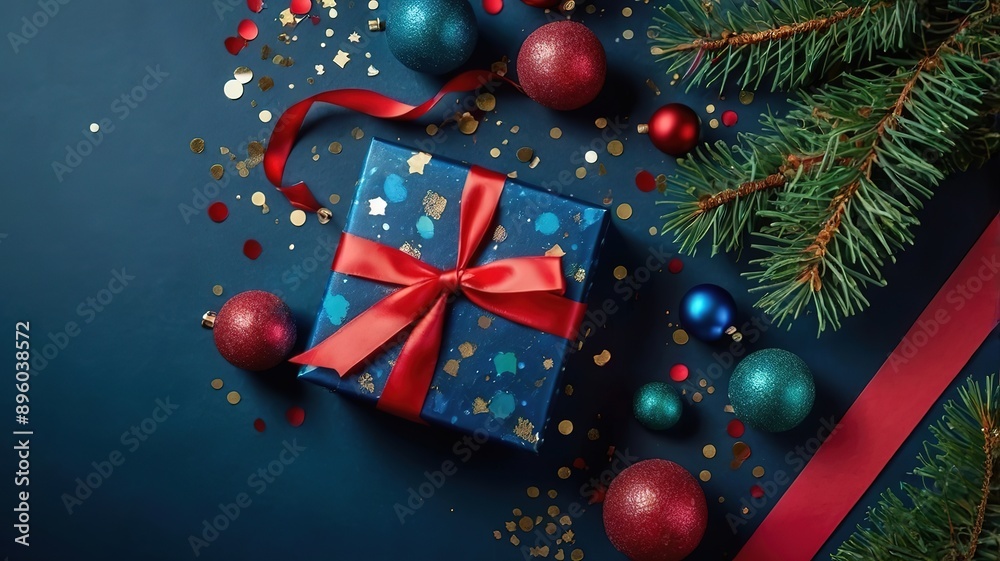 Christmas tree with gift boxes with blue background Christmas tree with gift boxes with blue background