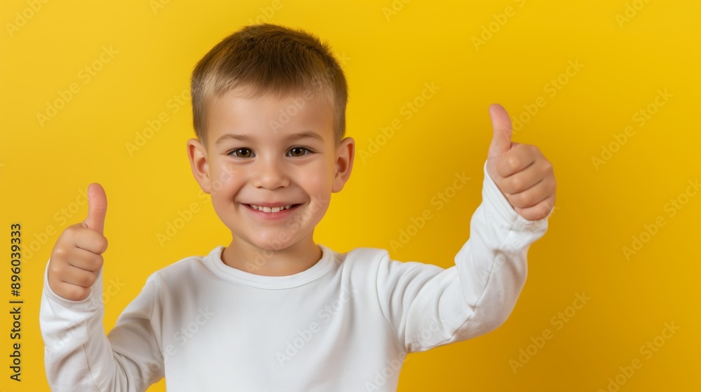 A young boy is smiling and giving thumbs up. The image conveys a positive and happy mood, as the boy is expressing his approval and satisfaction A young boy is smiling and giving thumbs up. The image conveys a positive and happy mood, as the boy is expressing his approval and satisfaction