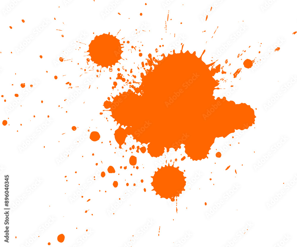 Fototapeta premium orange watercolor brush splash splatter spray painting on white background