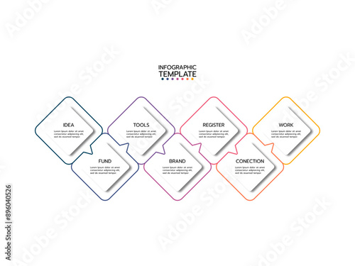 Business infographics template. Informational table with 7 steps or options.