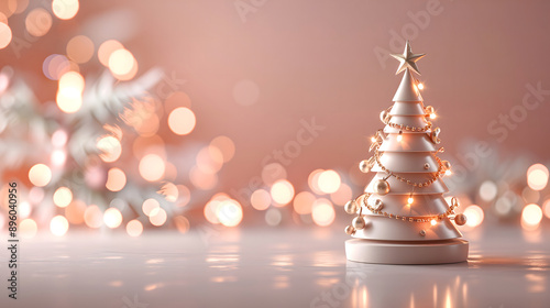 Festively decorated Christmas tree with lights and candles in a cozy winter setting