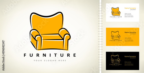 Chair logo vector. Upholstered furniture design