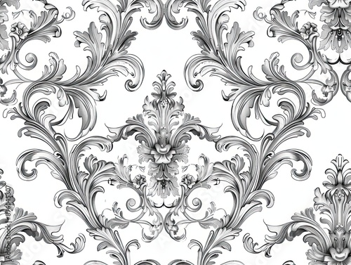 Wallpaper Mural Elegant white decorative floral wallpaper with intricate details Torontodigital.ca