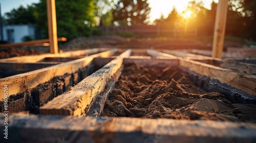 Wallpaper Mural Solid Foundation of a New House Construction at Sunrise - Building Sustainable Futures Torontodigital.ca