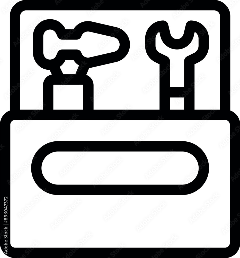 Open toolbox containing a hammer and a wrench, symbolizing construction or diy projects Open toolbox containing a hammer and a wrench, symbolizing construction or diy projects