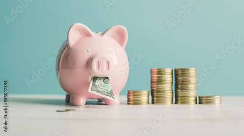 The Piggy Bank and Money photo