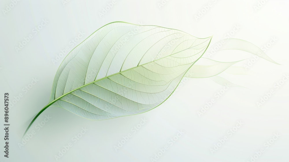 A minimalist vector illustration of a single leaf, smooth curves, and clean lines, centered against a white background A minimalist vector illustration of a single leaf, smooth curves, and clean lines, centered against a white background