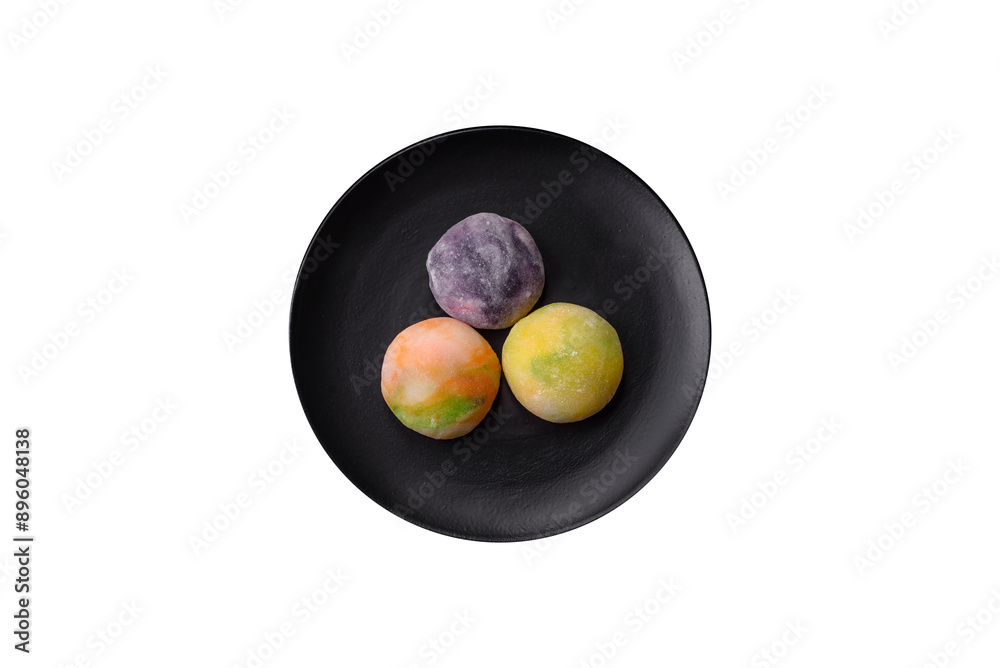 Delicious sweet chilled mochi desserts with fruit filling Delicious sweet chilled mochi desserts with fruit filling