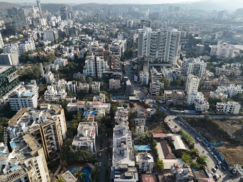 Aerial drone view of balewadi  baner photo