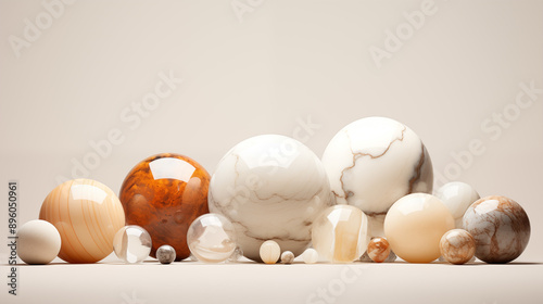 3D scene abstract geometry marble ball with white background