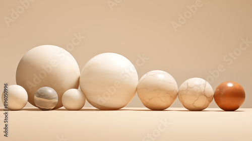 3D scene abstract geometry ball with beige background