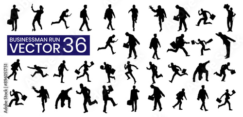 36 Icon Business running vector set of silhouettes of people. Business running vector icon set.