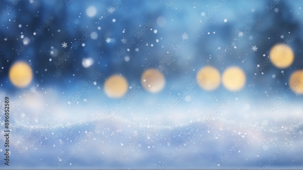 Serene Winter, A snow-covered scene. Delicate snowflakes fall gently against a backdrop of deep blue sky, creating an atmosphere of tranquility and peace. Serene Winter, A snow-covered scene. Delicate snowflakes fall gently against a backdrop of deep blue sky, creating an atmosphere of tranquility and peace.