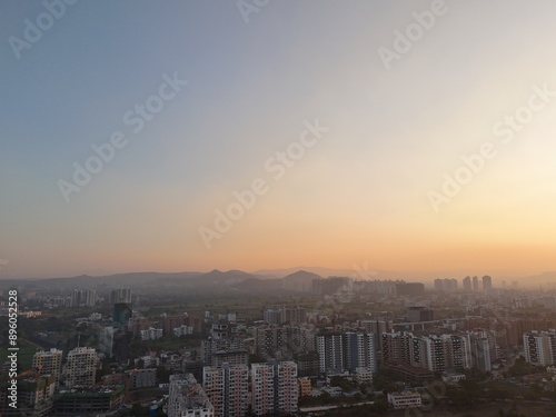 Aerial drone view of city pune hinjewadi near wakad 