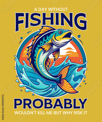 Fishing T-Shirt Design Vector Art & Illustration, Fishing tee Vector Design