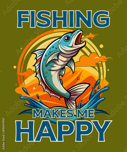 Fishing T-Shirt Design Vector Art & Illustration, Fishing tee Vector Design