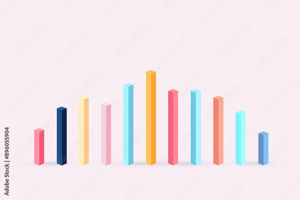 Colorful abstract bar graph on a light pink background, representing statistical data and analysis in a minimalist style. Colorful abstract bar graph on a light pink background, representing statistical data and analysis in a minimalist style.