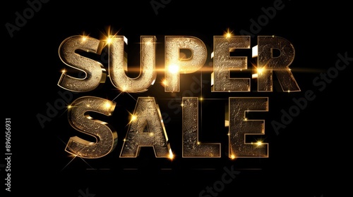 luxury golden Super SALE text on black festive background , retail promotions, discount events and social media marketing Big sale offer.