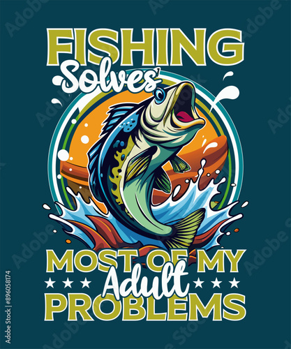 Fishing T-Shirt Design Vector Art & Illustration, Fishing tee Vector Design