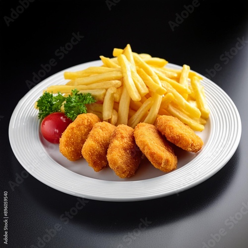 Chicken Nuggets Teller mit Pommes