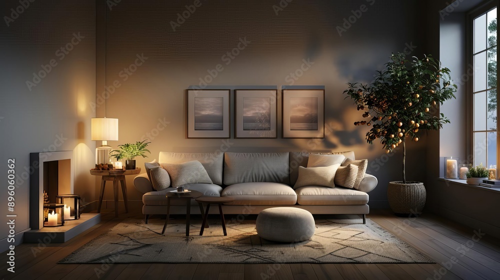 Cozy 3D room background featuring warm colors, soft textures, and ambient lighting, ideal for creating a welcoming atmosphere Cozy 3D room background featuring warm colors, soft textures, and ambient lighting, ideal for creating a welcoming atmosphere
