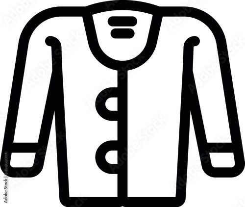 Line art icon of a cardigan with buttons, perfect for fashion and clothing related designs