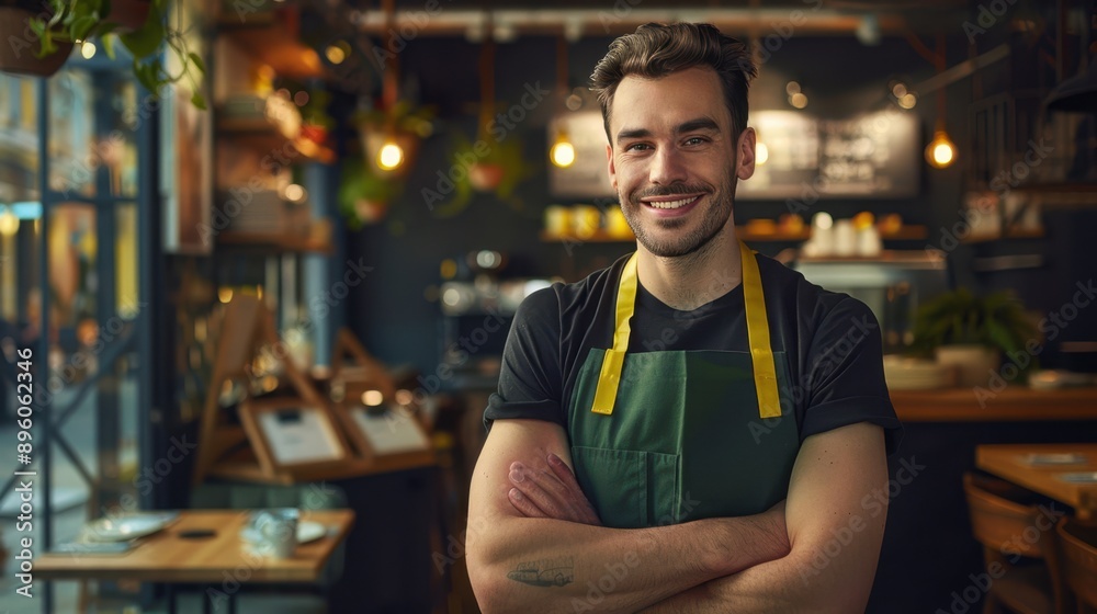 The barista in apron The barista in apron