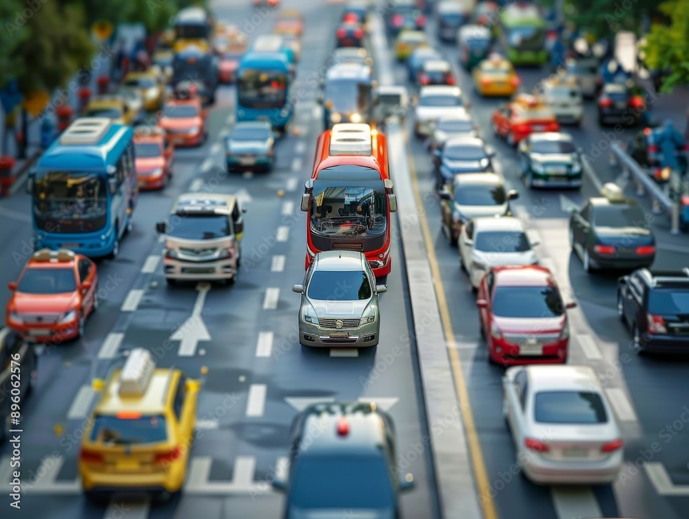 Fototapeta premium Photographing autonomous transportation systems mitigating urban traffic congestion challenges