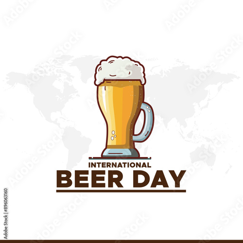international beer day, beer day editable social media template, international beer day stock illustration, vector illustration.