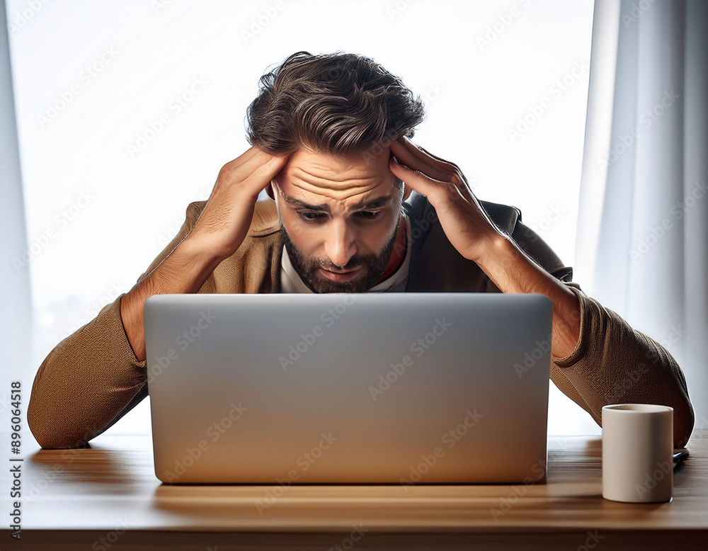 Business person in the office, having stress from digital technology